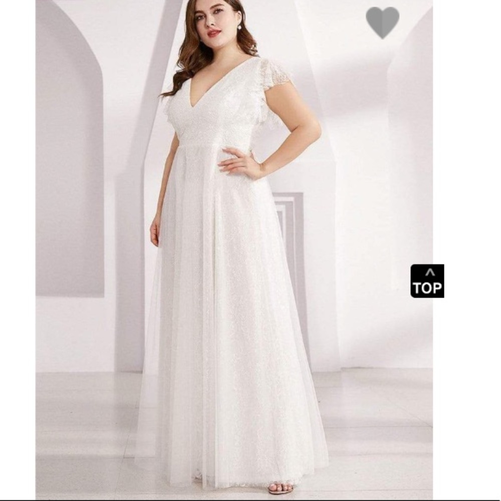 Ever Pretty Plus Size Maxi Lace Wedding Dress with Ruffle Sleeves, 3X - Picture 3 of 15